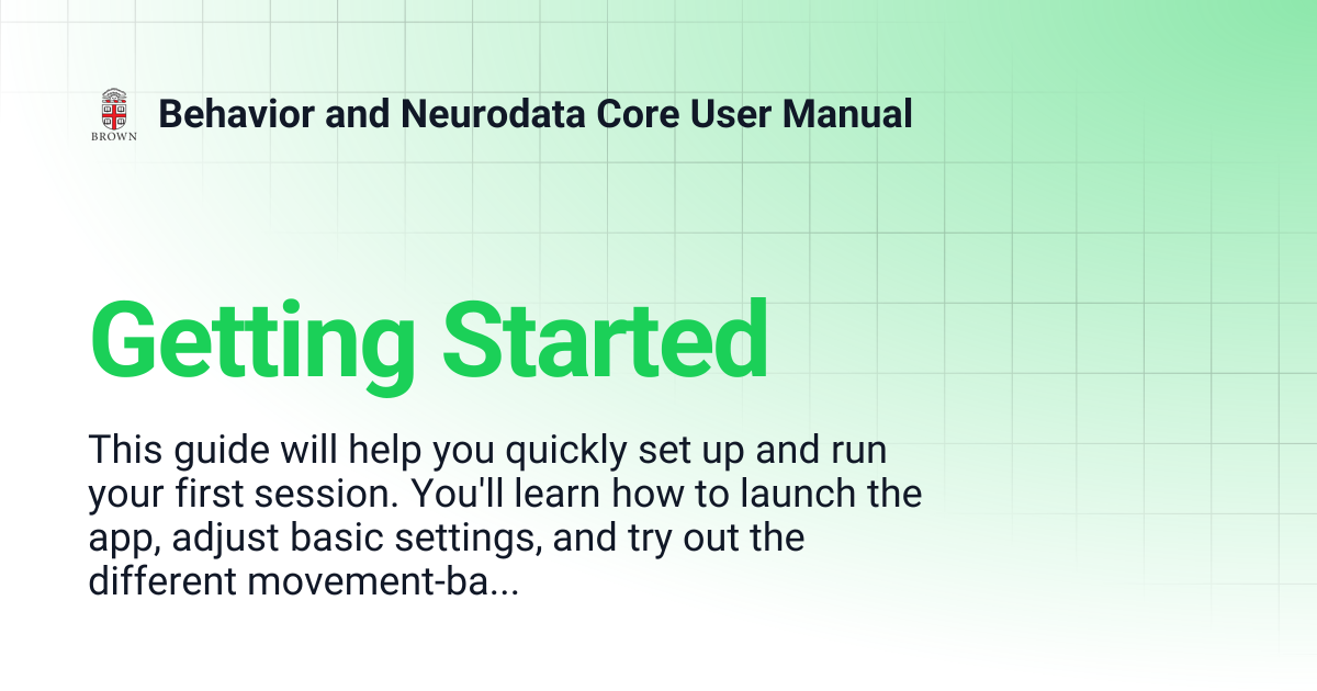 Getting Started | Behavior and Neurodata Core User Manual