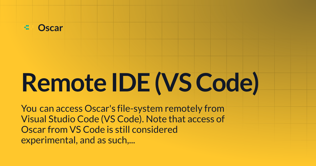 Remote IDE (VS Code) | Oscar