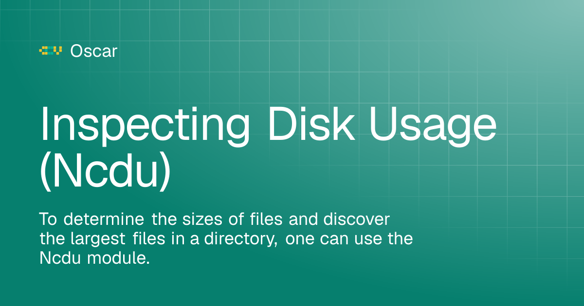 Inspecting Disk Usage (Ncdu) | Oscar